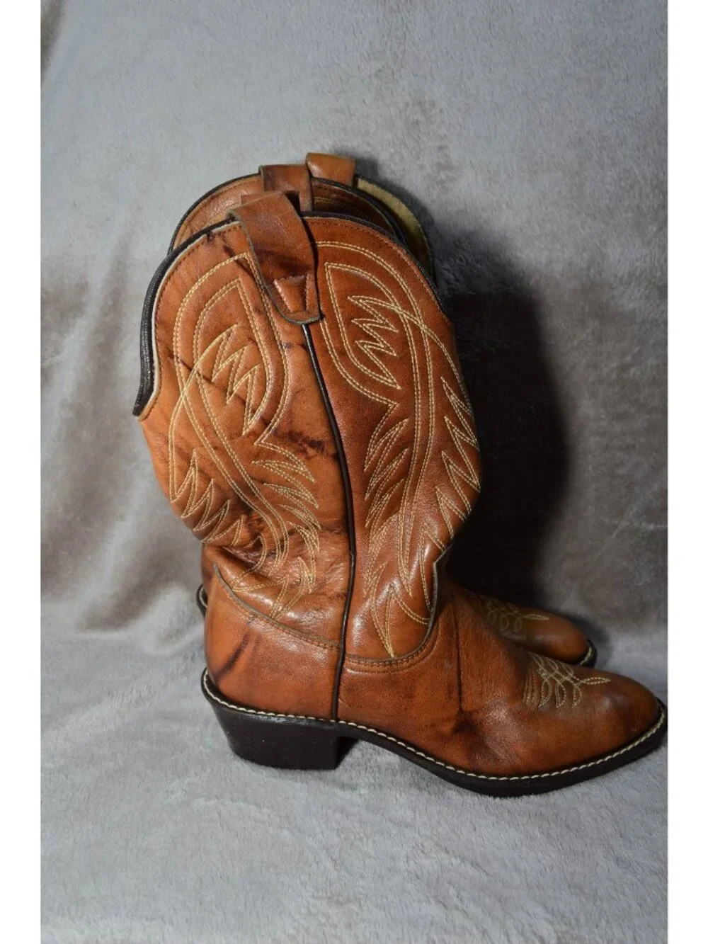 Wrangler Kids Youth Size 4 Boots Western Classic Rodeo Brown Leather Round